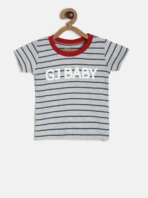 

Gini and Jony Boys Grey Striped Round Neck T-shirt