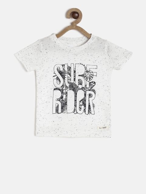 

Gini and Jony Boys White Printed T-shirt