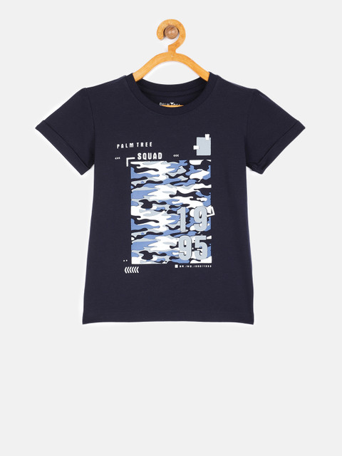 

Palm Tree Boys Navy Blue Printed Round Neck T-shirt