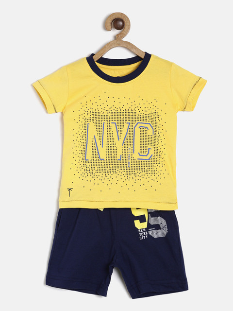 

Palm Tree Boys Yellow & Blue Printed T-shirt with Shorts