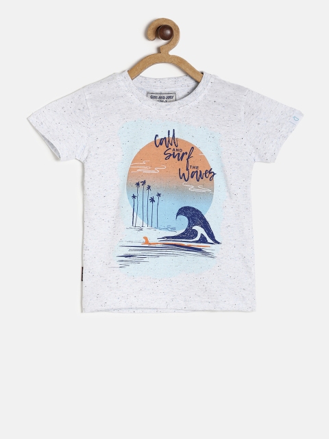

Gini and Jony Boys White Printed Round Neck T-shirt