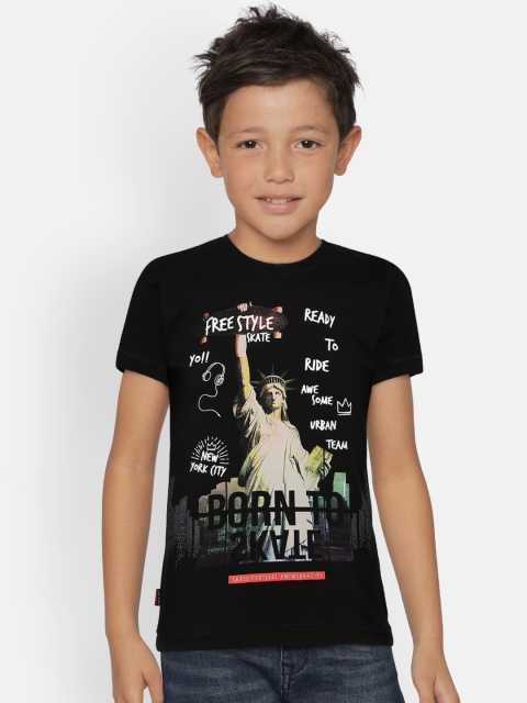 

Gini and Jony Boys Black Printed Round Neck T-shirt