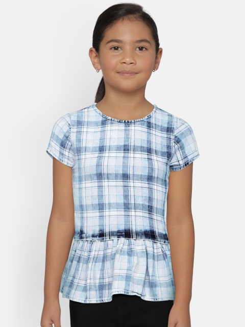 

Gini and Jony Girls Blue Checked Peplum Top
