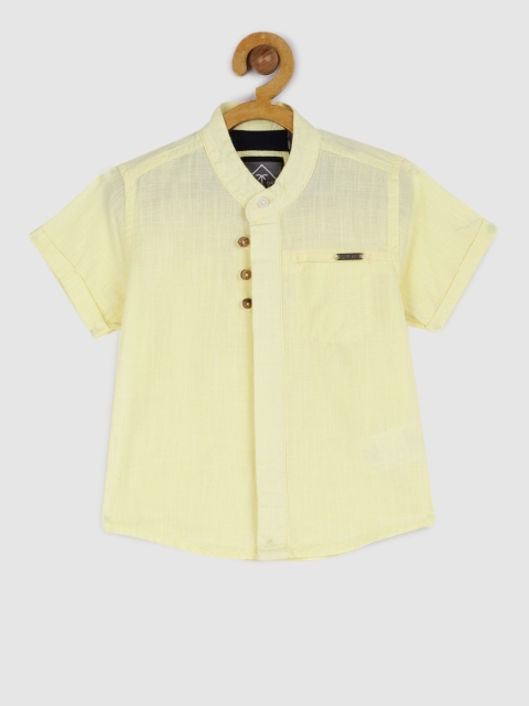 

Palm Tree Boys Yellow Regular Fit Solid Casual Shirt