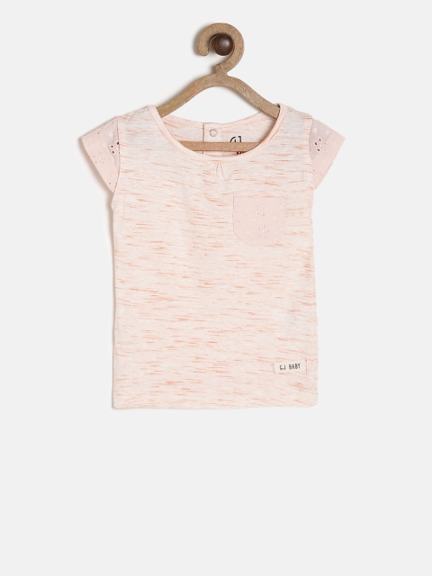 

Gini and Jony Girls Peach-Coloured Self Design Top