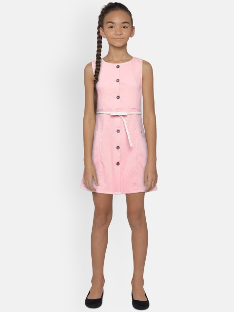 

Gini and Jony Girls Pink Solid Fit & Flare Dress