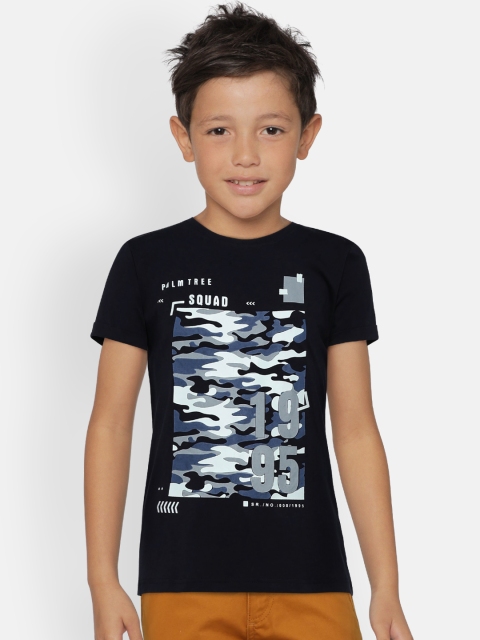 

Palm Tree Boys Navy Blue Printed Round Neck T-shirt