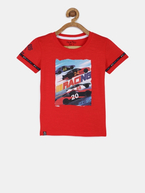 

Palm Tree Boys Red Printed Round Neck T-shirt