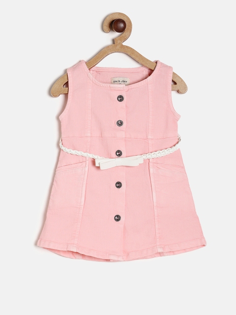 

Gini and Jony Girls Pink Solid Fit and Flare Dress