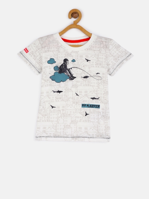 

Palm Tree Boys White Printed Round Neck T-shirt