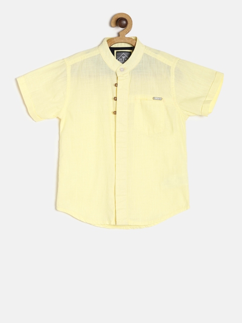 

Palm Tree Boys Yellow Regular Fit Solid Casual Shirt