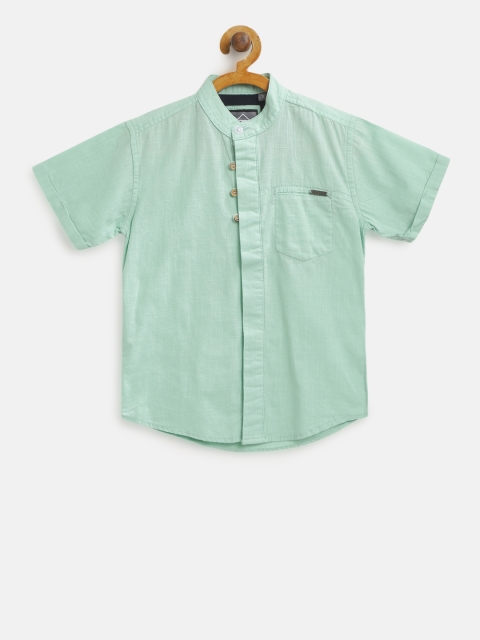 

Palm Tree Boys Green Regular Fit Solid Casual Shirt