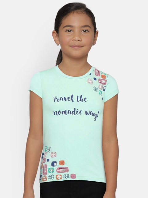 

Gini and Jony Girls Green Printed Round Neck T-shirt