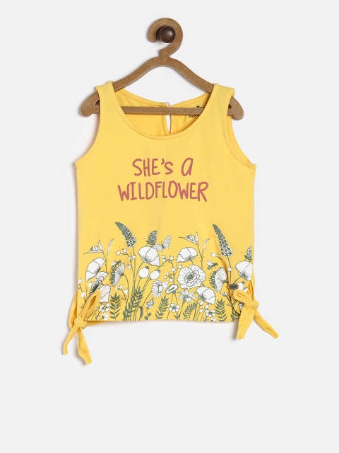 

Palm Tree Girls Yellow Printed Top