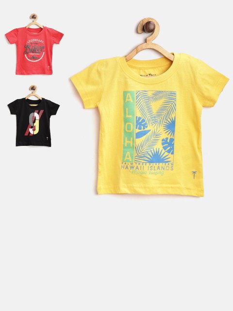 

Palm Tree Boys Pack of 3 Printed T-shirts, Black