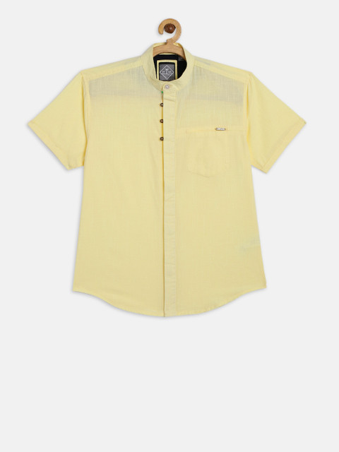 

Palm Tree Boys Yellow Regular Fit Solid Casual Shirt