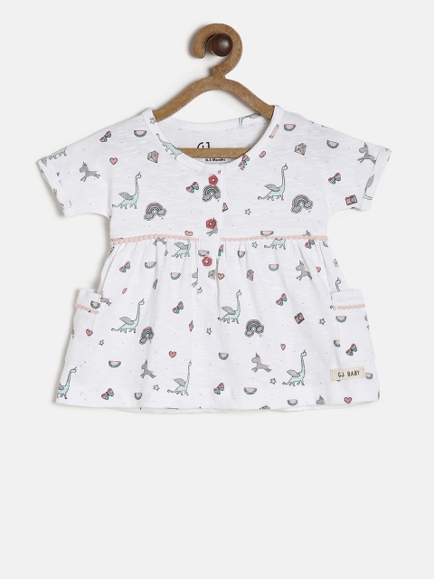 

Gini and Jony Girls White Printed Fit and Flare Dress