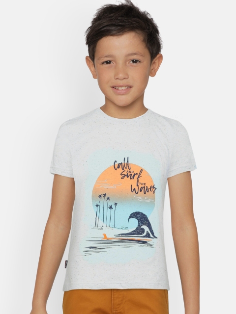 

Gini and Jony Boys White Printed Round Neck T-shirt