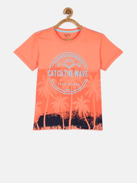 

Palm Tree Boys Orange Printed Round Neck T-shirt