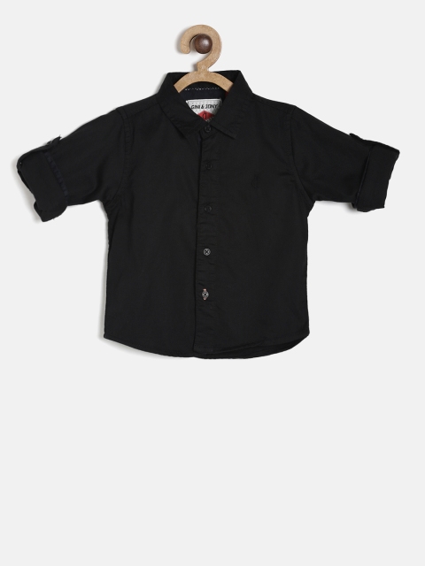 

Gini and Jony Boys Black Regular Fit Solid Casual Shirt
