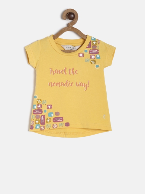 

Gini and Jony Girls Yellow Printed Top