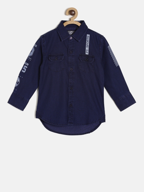 

Palm Tree Boys Navy Blue Regular Fit Printed Casual Shirt