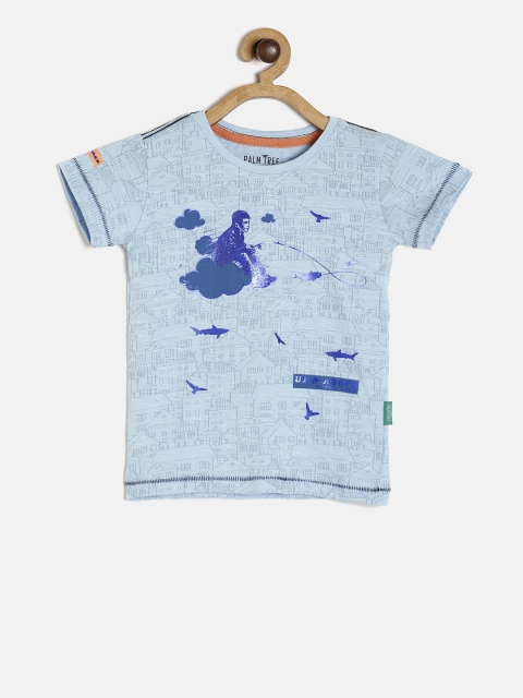 

Palm Tree Boys Blue Printed Round Neck Pure Cotton T-shirt