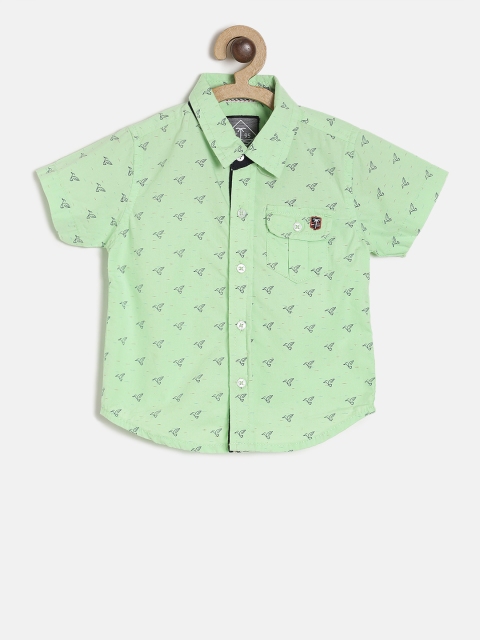 

Palm Tree Boys Green Regular Fit Printed Casual Shirt