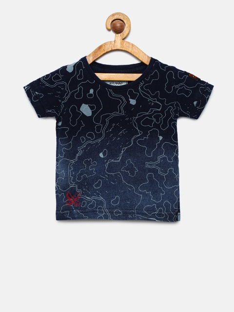 

Gini and Jony Boys Navy Blue Printed Round Neck T-shirt