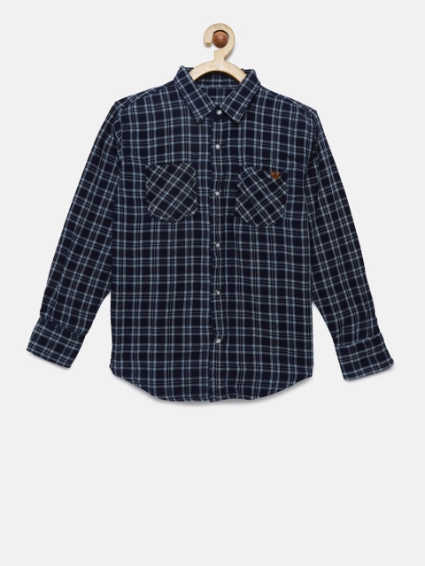 

Gini and Jony Boys Navy Blue Regular Fit Checked Casual Reversible Shirt