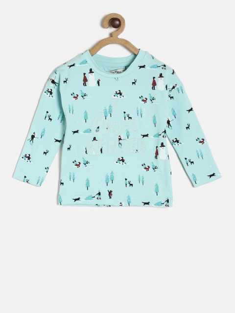

Palm Tree Girls Turquoise Blue Printed Round Neck T-shirt
