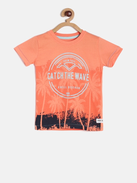 

Palm Tree Boys Orange Printed Round Neck T-shirt