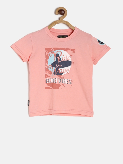 

Gini and Jony Boys Pink Printed Round Neck T-shirt