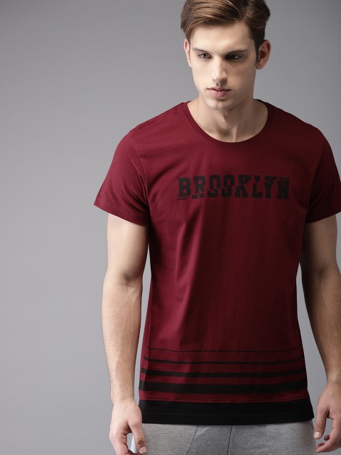 

Moda Rapido Men Maroon Printed Round Neck T-shirt