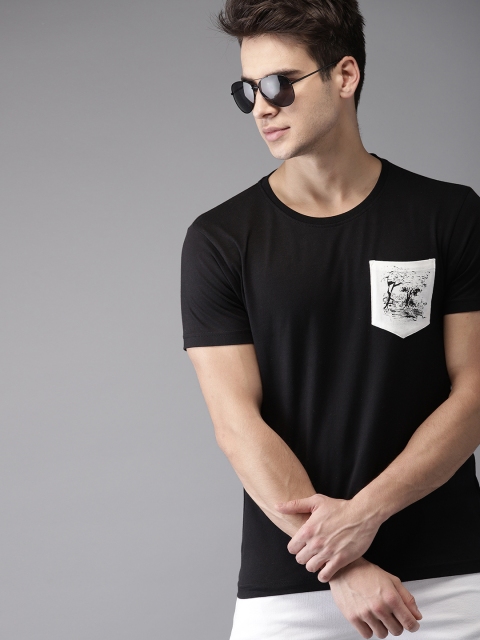 

Moda Rapido Men Black Solid Round Neck T-shirt