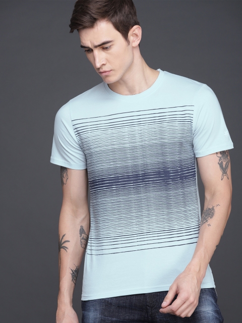 

WROGN Men Blue Printed T-shirt