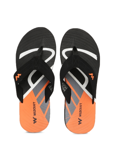 

Wildcraft Men Orange & Black Printed Thong Flip-Flops