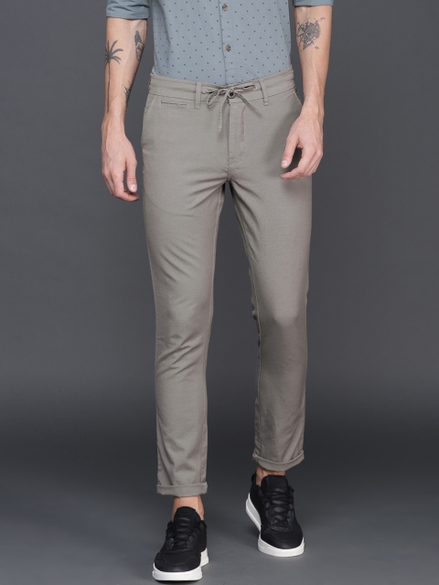 

WROGN Men Grey Slim Fit Solid Regular Trousers