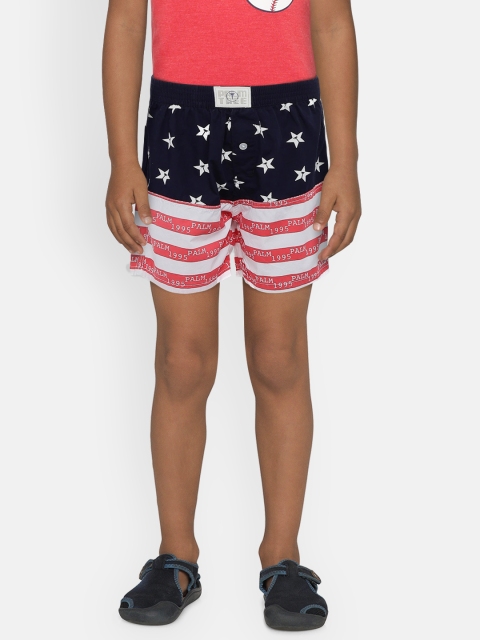 

Palm Tree Boys Navy Blue & Red Printed Regular Fit Shorts