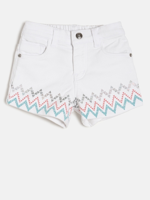 

Gini and Jony Girls White Solid Regular Fit Denim Shorts