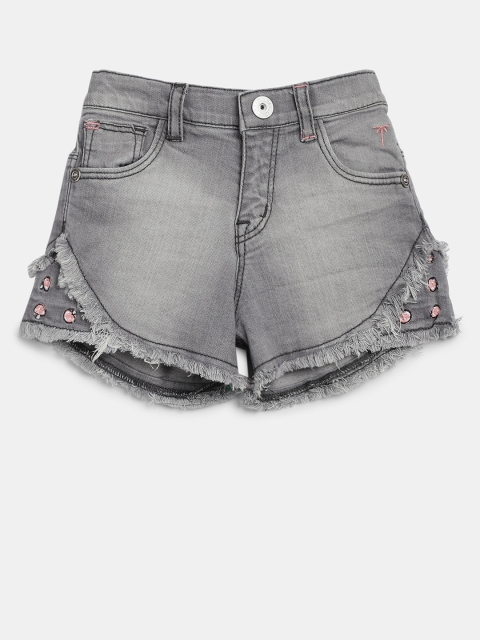 

Palm Tree Girls Grey Washed Slim Fit Denim Shorts