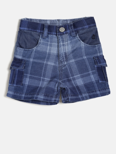 

Gini and Jony Boys Navy Blue Checked Regular Fit Shorts