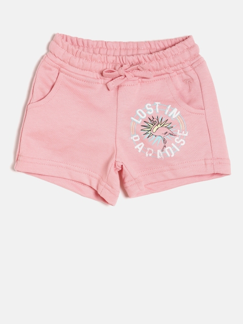

Palm Tree Girls Peach-Coloured Printed Regular Fit Regular Shorts