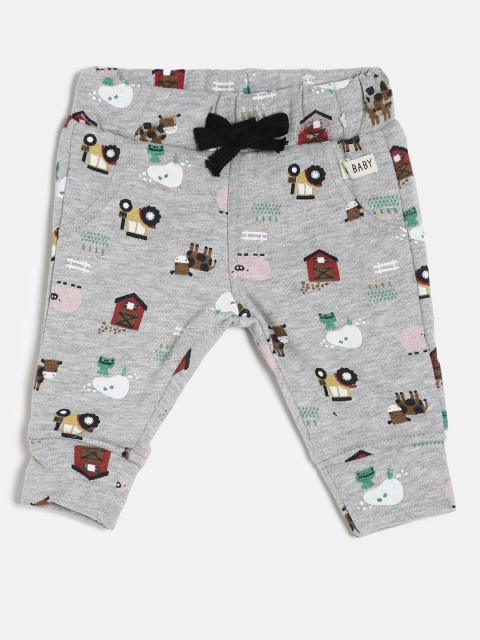 

Gini and Jony Boys Grey & Navy Blue Printed Joggers