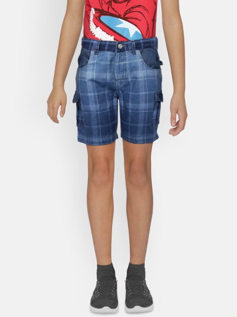 

Gini and Jony Boys Navy Blue Checked Regular Fit Shorts