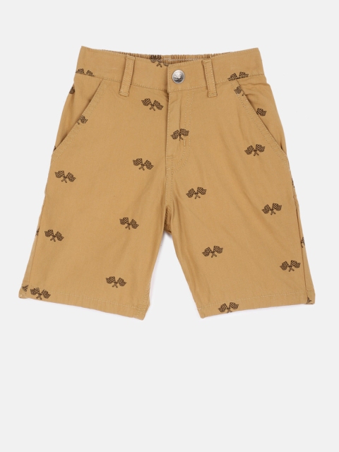

Palm Tree Boys Khaki Printed Regular Shorts