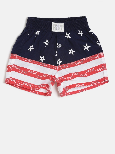 

Palm Tree Boys Navy Blue Printed Regular Fit Regular Shorts