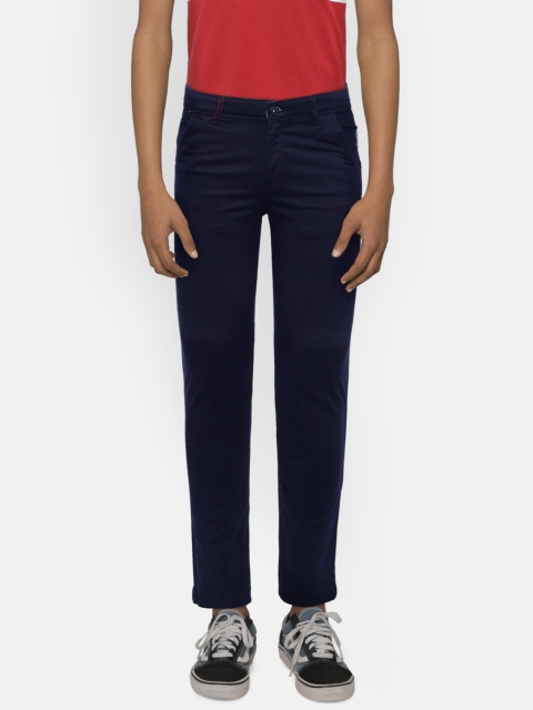 

Gini and Jony Boys Navy Blue Slim Fit Solid Regular Trousers
