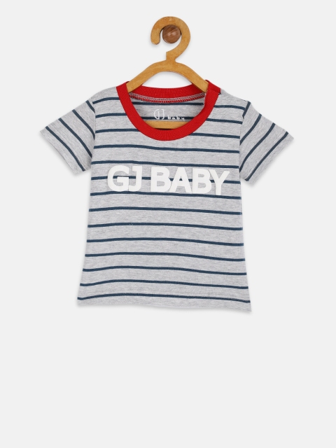 

Gini and Jony Boys Blue & Grey Striped Round Neck T-shirt