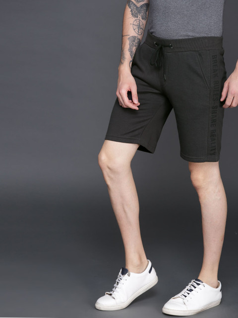 

WROGN Men Charcoal Solid Regular Fit Regular Shorts